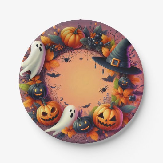 Zauberer Halloween-Feierschaftsreath Pappteller (Vorderseite)