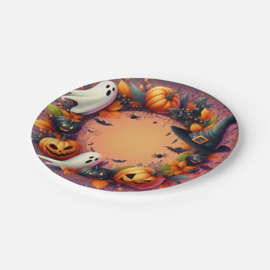 Zauberer Halloween-Feierschaftsreath Pappteller (Schrägansicht)