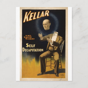 Zauberer Harry Kellar - Selbst-Enthauptungs-Trick Postkarte