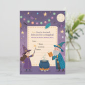 Zauberer Hexen Geburtstag Einladung (Stehend Vorderseite)