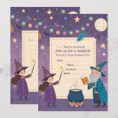 Zauberer Hexen Geburtstag Einladung (Vorne/Hinten)