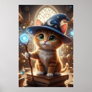 Zauberer-Kätzchen – Süße magische Katzenposter-Kun Poster