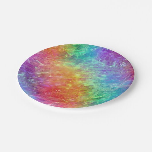 Zauberer - lebhafter Regenbogen aus Kristall: Pappteller (Schrägansicht)