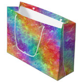 Zauberer - lebhafter Regenbogenriss ombre: Große Geschenktüte (Vorderseite Schrägansicht)