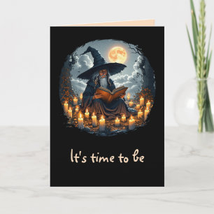 Zauberer liest ein Buch - Wicca Halloween 2 Karte