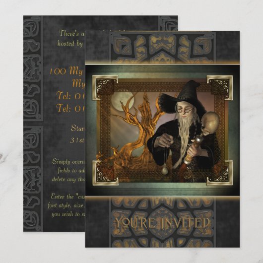 Zauberer-magische große Einladung (Vorne/Hinten)
