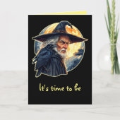 Zauberer mit einem Raven - Halloween Fan Fun 2 Karte (Vorderseite)