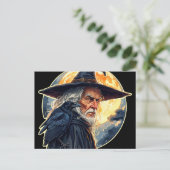 Zauberer mit einem Raven - Halloween Fan Fun 2 Postkarte (Stehend Vorderseite)