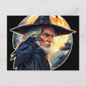 Zauberer mit einem Raven - Halloween Fan Fun 2 Postkarte (Vorderseite)