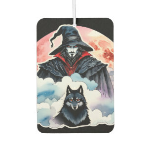 Zauberer mit einem Wolf - Halloween Fan Fun 1 Autolufterfrischer