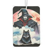 Zauberer mit einem Wolf - Halloween Fan Fun 1 Autolufterfrischer (Rückseite)