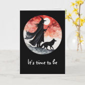 Zauberer mit einem Wolf - Halloween Fan Fun 2 Karte (Gelbe Blume)