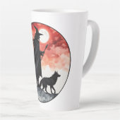 Zauberer mit einem Wolf - Halloween Fan Fun 2 Milchtasse (Rechte Ecke)