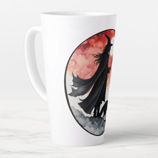 Zauberer mit einem Wolf - Halloween Fan Fun 2 Milchtasse (Linke Ecke)