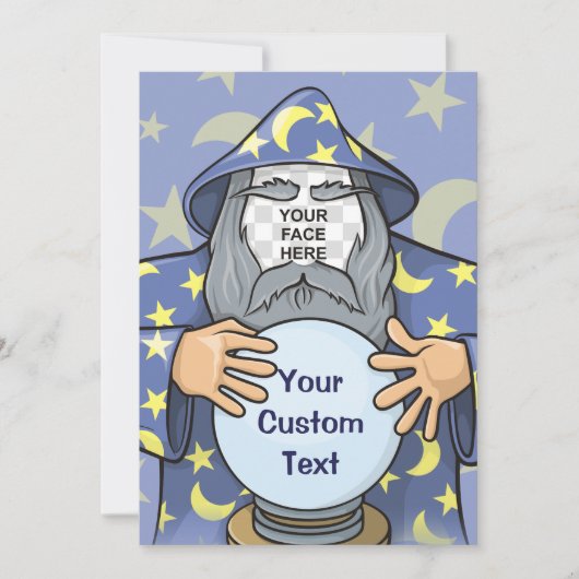 Zauberer mit Gesicht Einladung (Vorderseite)