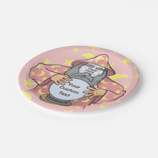 Zauberer mit Gesicht Pappteller (Schrägansicht)