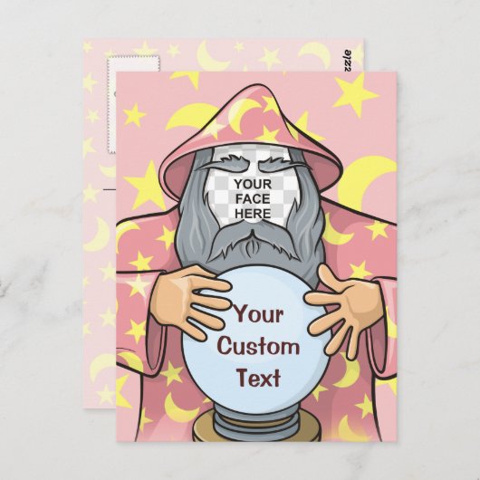 Zauberer mit Gesicht Postkarte (Vorne/Hinten)