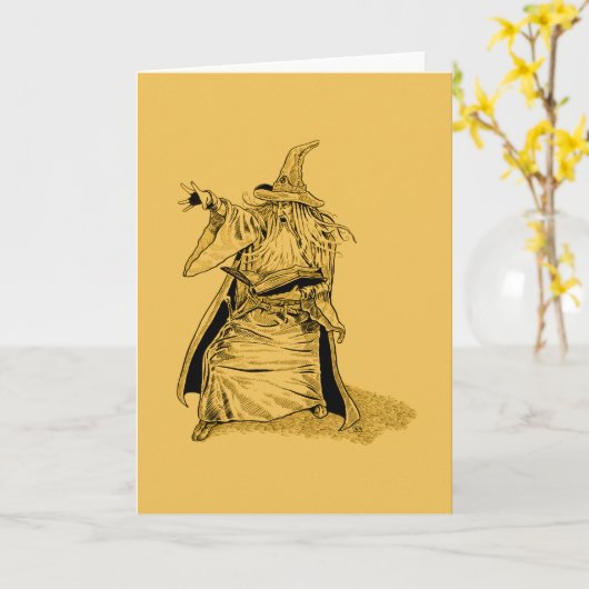 Zauberer mit spitzem Hut Karte (Gelbe Blume)