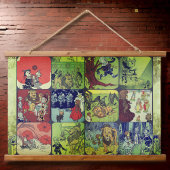 Zauberer Oz Illustrations Storybook Collage | Wandteppich Mit Holzrahmen