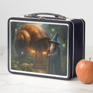 Zauberer Schneckenhaus Cottage Vintage Metall Lunc Brotdose