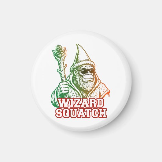 Zauberer Squatch Lustiger Bigfoot Magnet (Vorne)