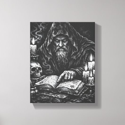 Zauberer studiert das Grimoire — von BurnsInHell Leinwanddruck (Vorderseite)