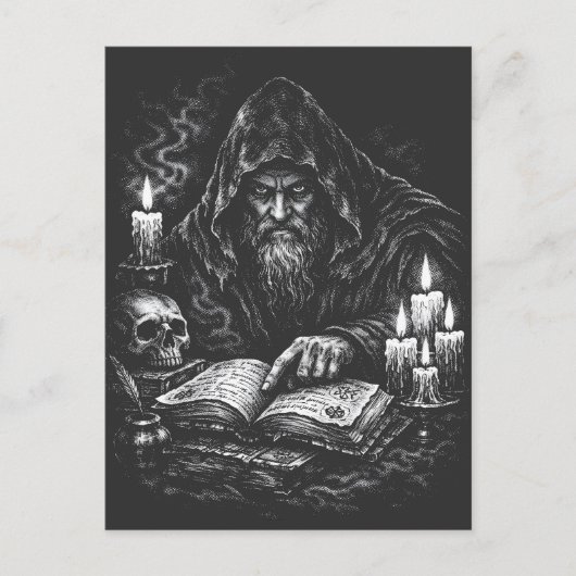 Zauberer studiert das Grimoire — von BurnsInHell Postkarte (Vorderseite)