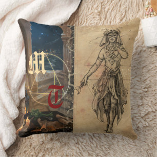Zauberer Tarot Alchemie elegant & Monogramm Kissen