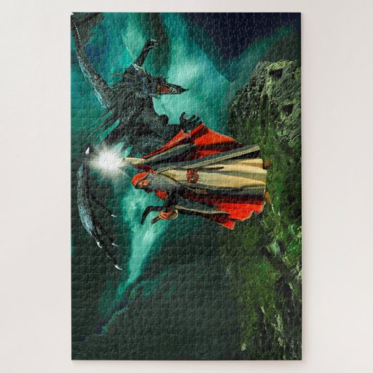 Zauberer und Drache Puzzle (Vertikal)