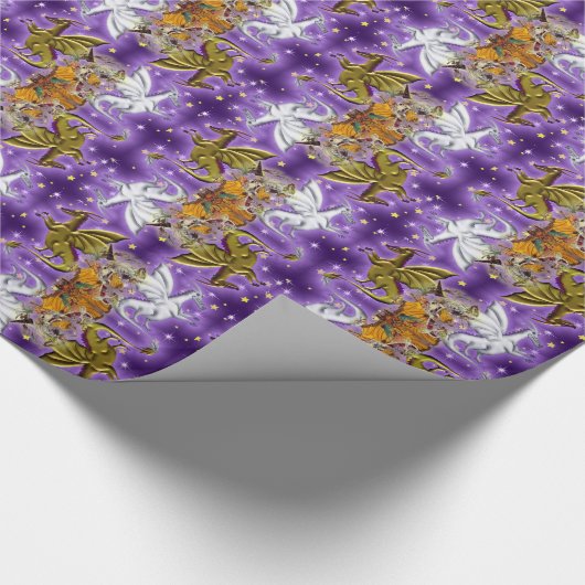 Zauberer und Drachen Geschenkpapier (Ecke)