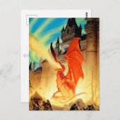 Zauberer und Feuerdrache-Postkarte | Fantasy Art Postkarte (Vorne/Hinten)