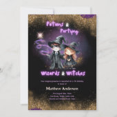 Zauberer und Hexen Son's Töchter Birthday Magic Einladung (Vorderseite)