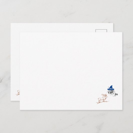 Zauberer und Hirsche Postkarte (Vorne/Hinten)