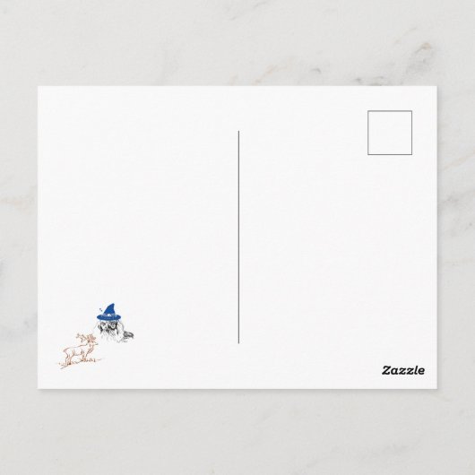 Zauberer und Hirsche Postkarte (Rückseite)
