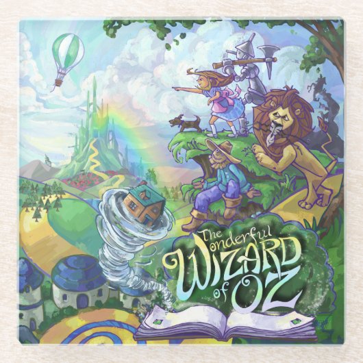 Zauberer von Oz Art Glasuntersetzer (Vorderseite)