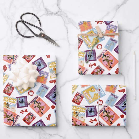 Zauberer von Oz™ Charakter-Druck-Wurf-Muster Geschenkpapier Set (Vorderseite)