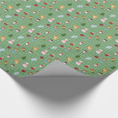 Zauberer von Oz Christmas auf Green/White Gingham Geschenkpapier (Ecke)