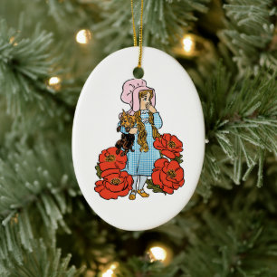 Zauberer von Oz, Dorothy, rote Mohnblumen Vintage Keramikornament