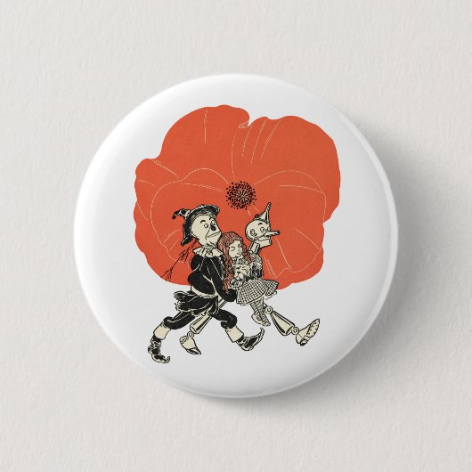 Zauberer von Oz Dorothy und Mohnblumen Button (Vorderseite)