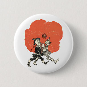 Zauberer von Oz Dorothy und Mohnblumen Button