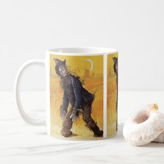 Zauberer von Oz Scarecrow, Vintage Märchen Kaffeetasse (Mit Donut)