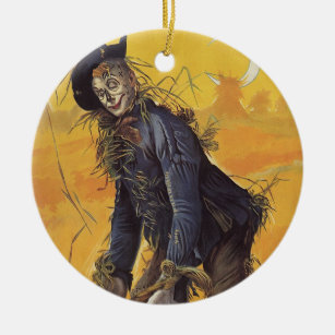 Zauberer von Oz Scarecrow, Vintage Märchen Keramik Ornament