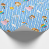 Zauberer- von Ozcharaktere auf blauem und weißem Geschenkpapier (Ecke)