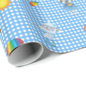 Zauberer- von Ozcharaktere auf blauem und weißem Geschenkpapier (Rolleneckpunkt)