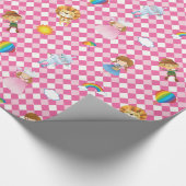 Zauberer- von Ozcharaktere auf rosa/weißem Geschenkpapier (Ecke)