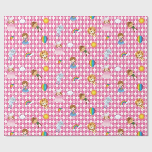 Zauberer- von Ozcharaktere auf rosa/weißem Geschenkpapier (Flach)