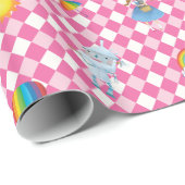 Zauberer- von Ozcharaktere auf rosa/weißem Geschenkpapier (Rolleneckpunkt)