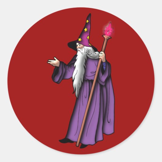 zauberer wizard runder aufkleber (Vorderseite)