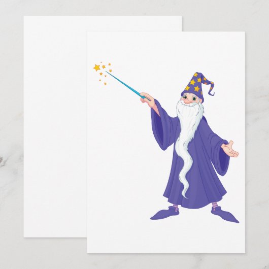 Zauberer-Zauber Einladung (Vorne/Hinten)