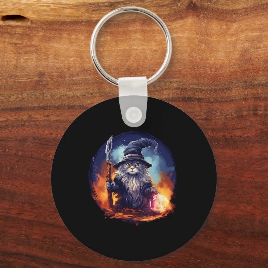 Zauberer-Zauberer-Katze Schlüsselanhänger (Vorderseite)